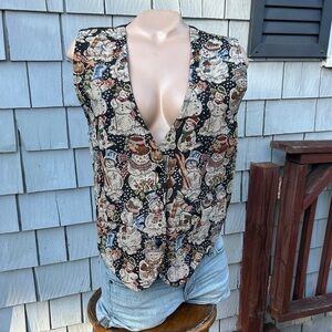 MLNY Festive Snowman Print Women's Tapestry Vest - NOS - Vintage